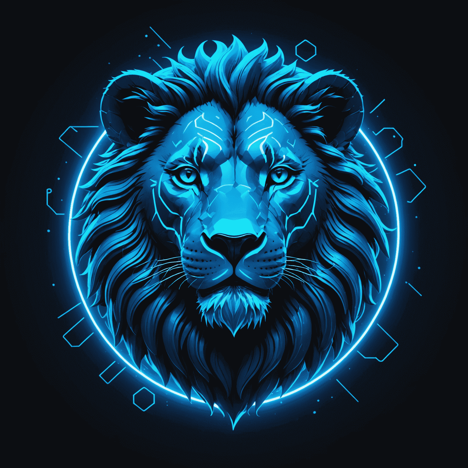 Sembcemas logo - A stylized neon blue lion representing Simba with digital currency symbols