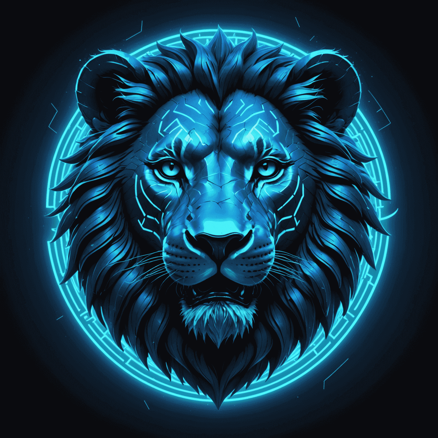 Sembcemas logo - A stylized neon blue lion representing Simba with digital currency symbols