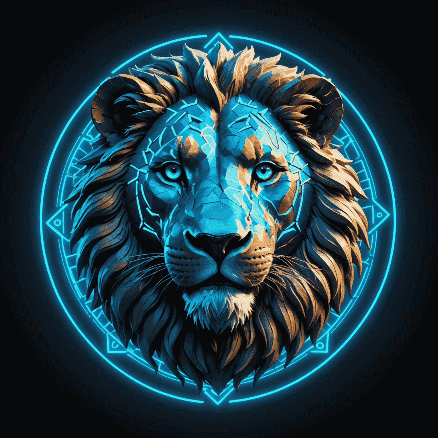 Sembcemas logo - A stylized neon blue lion representing Simba with digital currency symbols