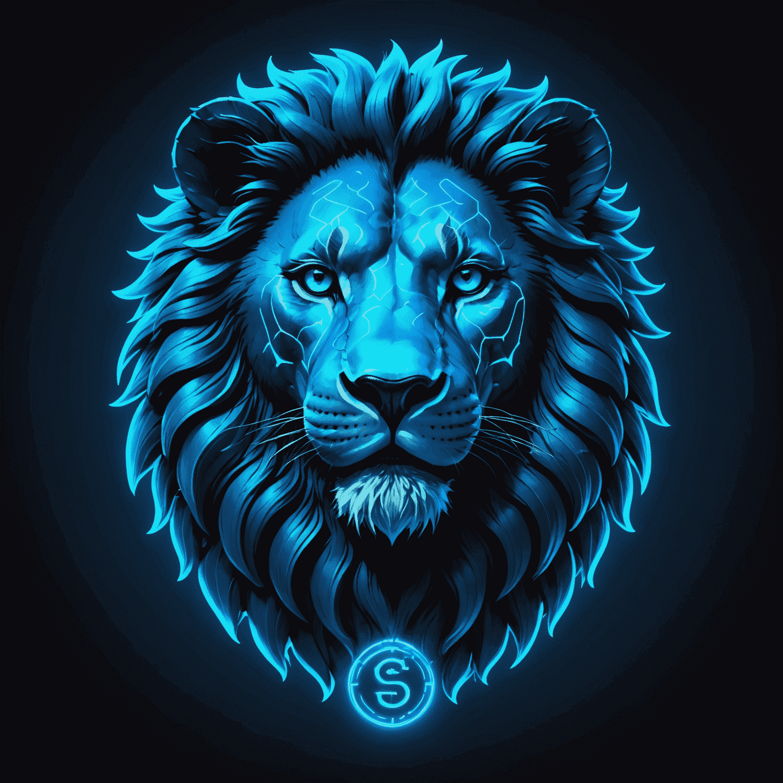 Sembcemas logo - A stylized neon blue lion representing Simba with digital currency symbols