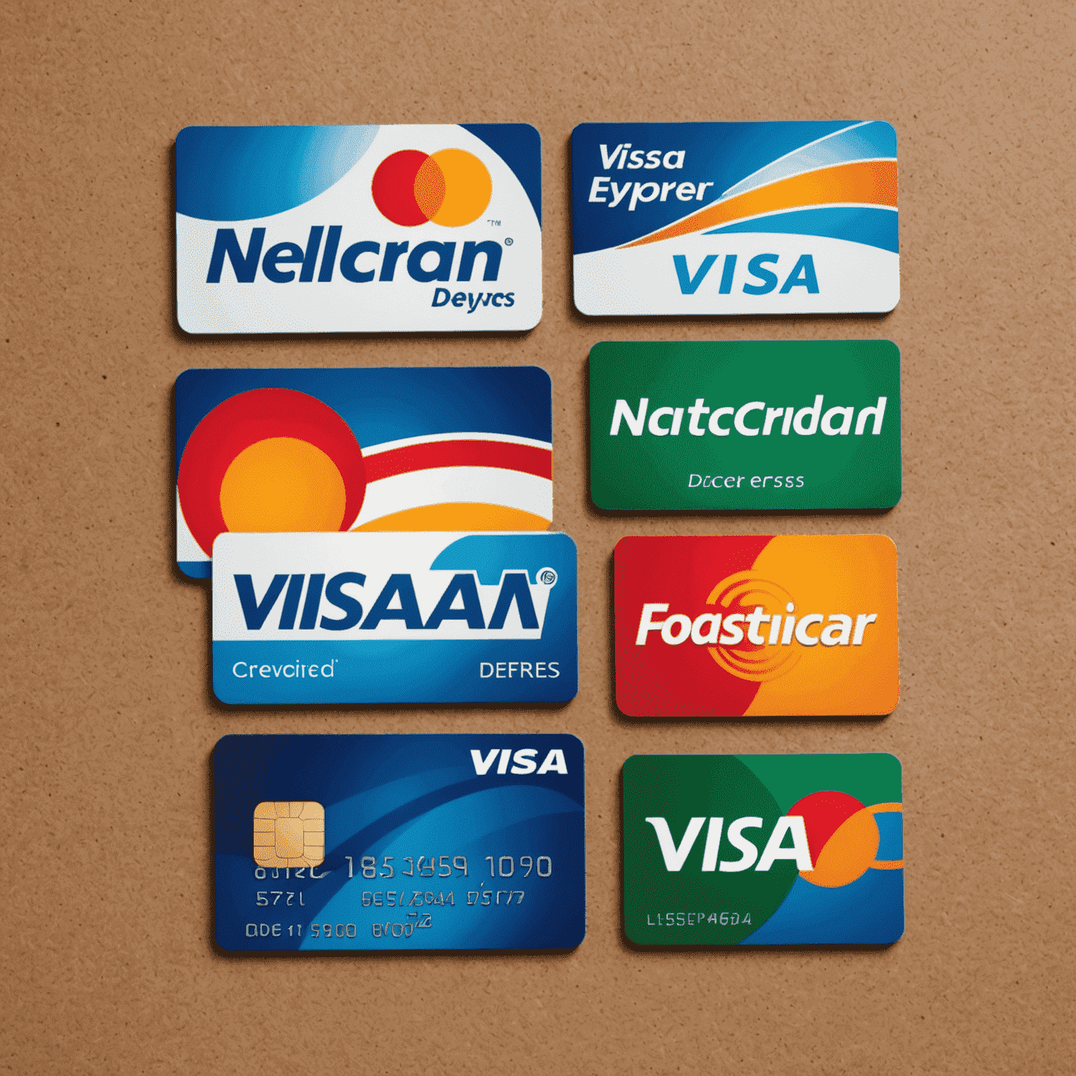 Various credit and debit card logos including Visa, MasterCard, American Express, and Discover