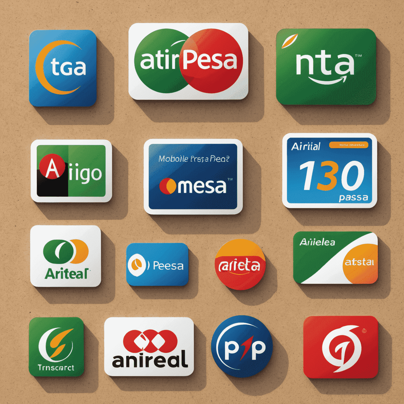 Icons of various mobile money services like M-Pesa, Airtel Money, and Tigo Pesa